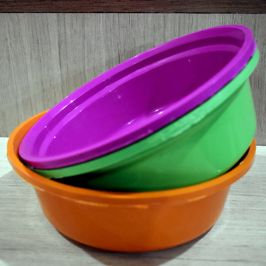 2592 Household Storage Plastic Round Bowl  Tub  Basket  Bucket Set - Pack Of 3