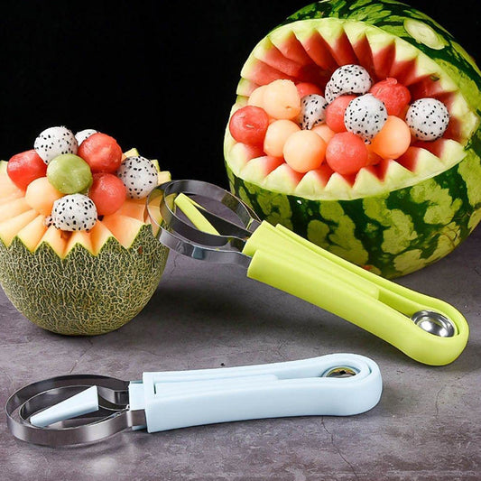 2606  4 In 1 Stainless Steel Melon Baller Seed Remover Sorbet Dessert Ball Spoon Fruit Digging Spoon Double Sided Fruit Scooper Watermelon Baller Scoop